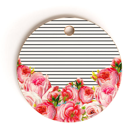 Allyson Johnson Bold Floral and stripes Cutting Board Round