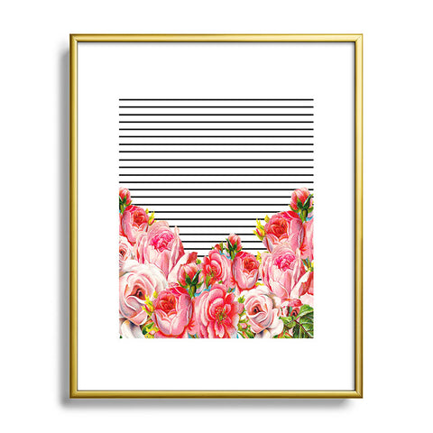 Allyson Johnson Bold Floral and stripes Metal Framed Art Print