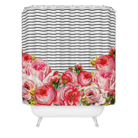 Allyson Johnson Bold Floral and stripes Shower Curtain