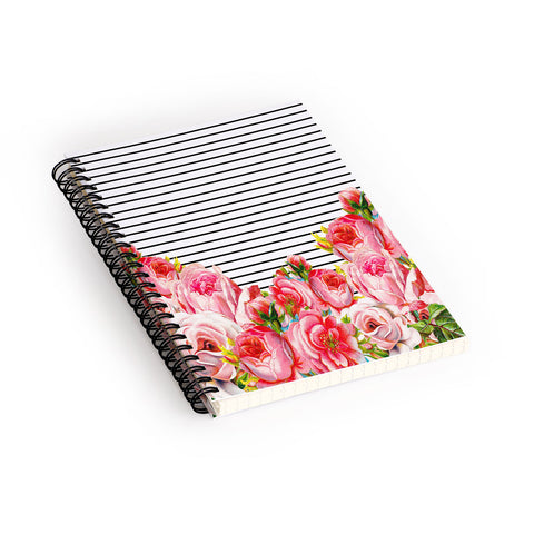 Allyson Johnson Bold Floral and stripes Spiral Notebook