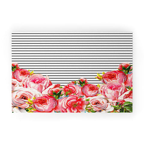 Allyson Johnson Bold Floral and stripes Welcome Mat