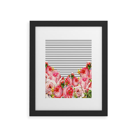 Allyson Johnson Bold Floral and stripes Framed Art Print