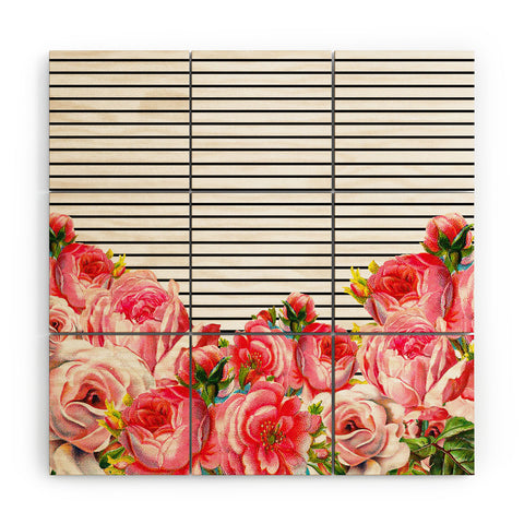 Allyson Johnson Bold Floral and stripes Wood Wall Mural