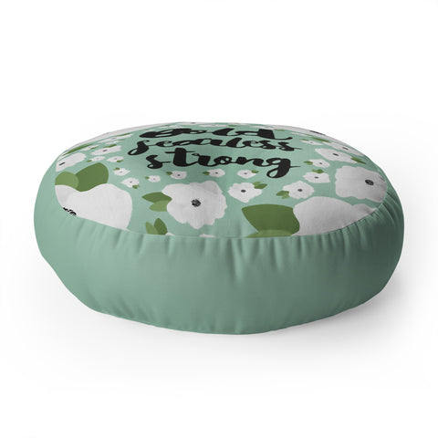 Allyson Johnson Bold Floral Mint Floor Pillow Round