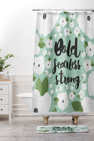 Allyson Johnson Bold Floral Mint Shower Curtain And Mat