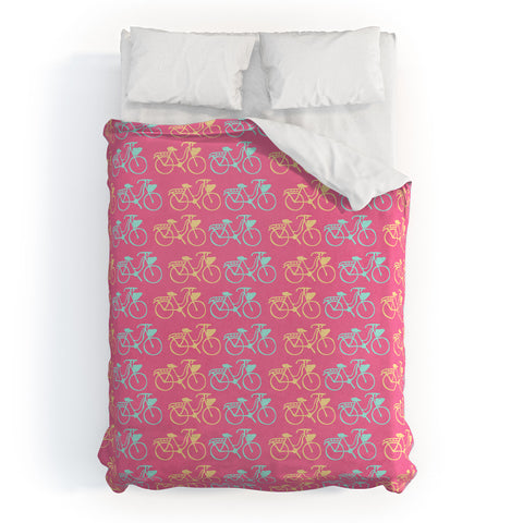 Allyson Johnson Bright Bikes Duvet Cover