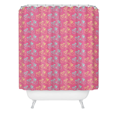 Allyson Johnson Bright Bikes Shower Curtain