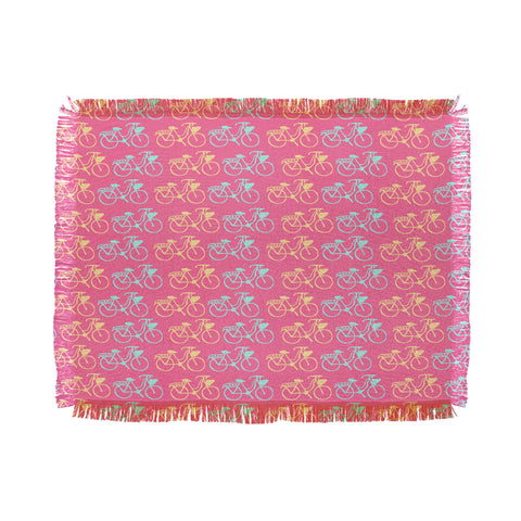 Allyson Johnson Bright Bikes Throw Blanket