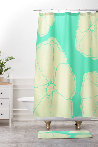 Allyson Johnson Bright Flowers Shower Curtain And Mat