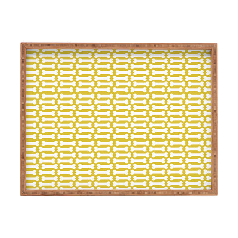 Allyson Johnson Chartreuse Dog Bones Rectangular Tray