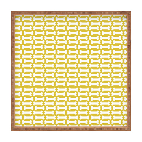 Allyson Johnson Chartreuse Dog Bones Square Tray