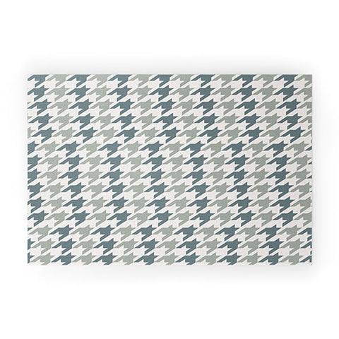 Allyson Johnson Classy Blue Houndstooth Welcome Mat