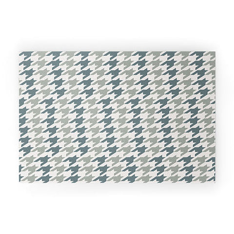 Allyson Johnson Classy Blue Houndstooth Welcome Mat