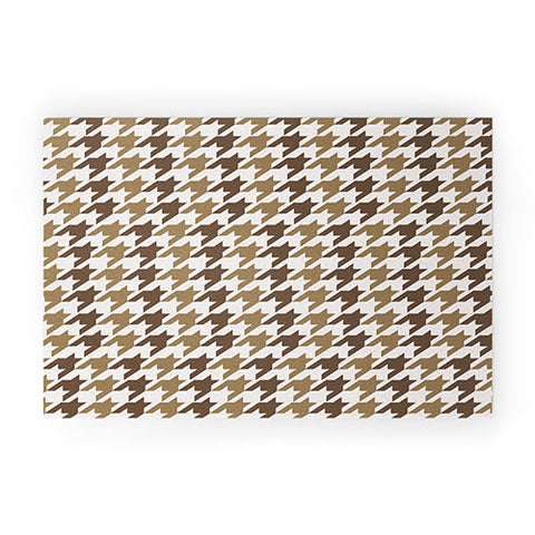 Allyson Johnson Classy Brown Houndstooth Welcome Mat