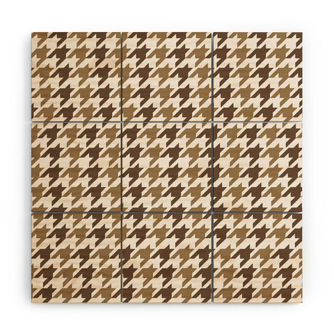 Allyson Johnson Classy Brown Houndstooth Wood Wall Mural