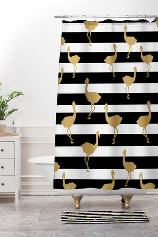 Allyson Johnson Classy Flamingos Shower Curtain And Mat