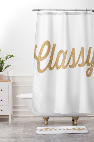 Allyson Johnson Classy White Shower Curtain And Mat