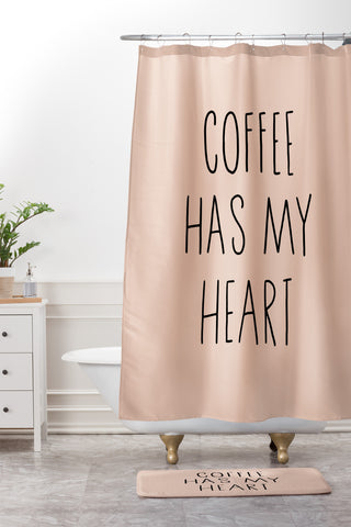 Allyson Johnson Coffee has my heart Shower Curtain And Mat