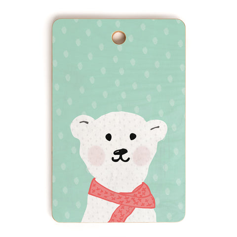 Allyson Johnson Cozy Polar Bear Cutting Board Rectangle