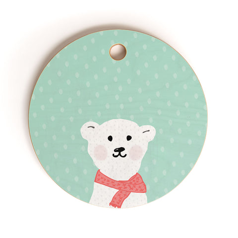 Allyson Johnson Cozy Polar Bear Cutting Board Round