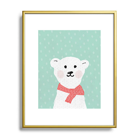 Allyson Johnson Cozy Polar Bear Metal Framed Art Print