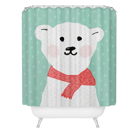 Allyson Johnson Cozy Polar Bear Shower Curtain