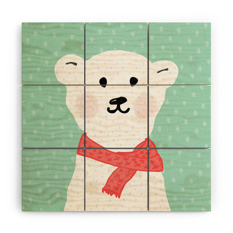 Allyson Johnson Cozy Polar Bear Wood Wall Mural