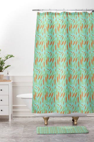 Allyson Johnson Cute Little Carrots Shower Curtain And Mat