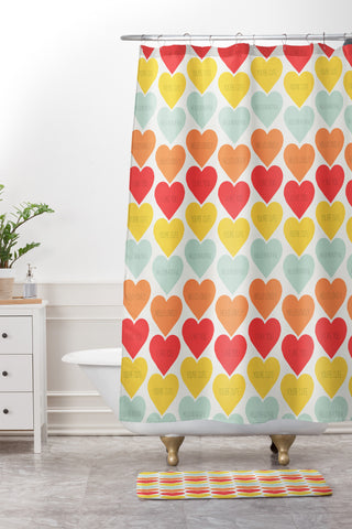 Allyson Johnson Cute Little Hearts Shower Curtain And Mat