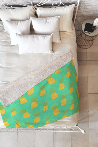 Allyson Johnson Cute Pineapples Fleece Throw Blanket