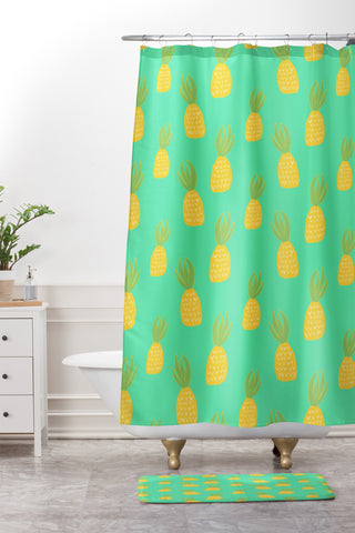 Allyson Johnson Cute Pineapples Shower Curtain And Mat