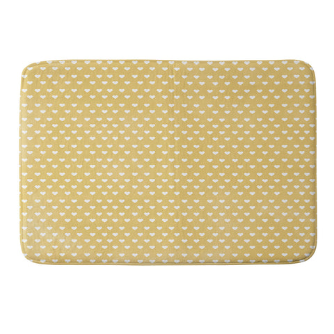Allyson Johnson Dainty Yellow Hearts Memory Foam Bath Mat