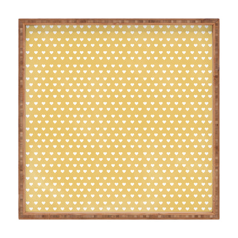 Allyson Johnson Dainty Yellow Hearts Square Tray