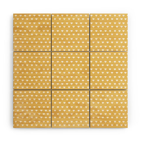 Allyson Johnson Dainty Yellow Hearts Wood Wall Mural