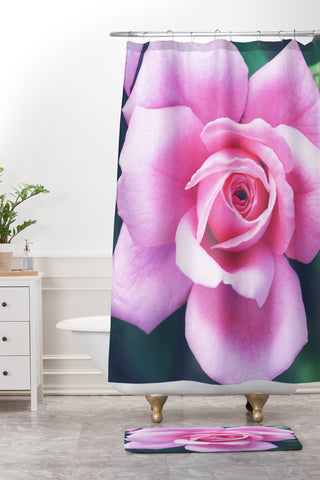 Allyson Johnson Darling Pink Rose Shower Curtain And Mat
