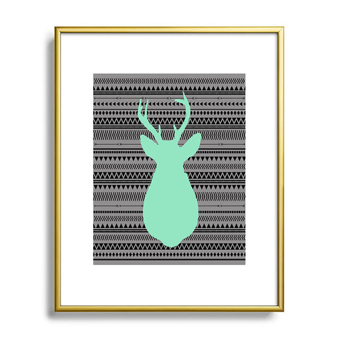 Allyson Johnson Deer And Aztec Metal Framed Art Print