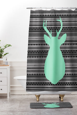 Allyson Johnson Deer And Aztec Shower Curtain And Mat
