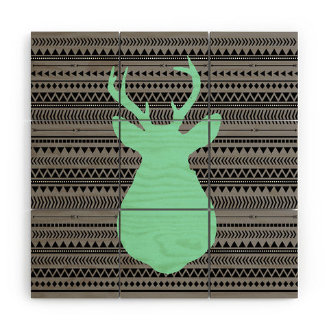 Allyson Johnson Deer And Aztec Wood Wall Mural