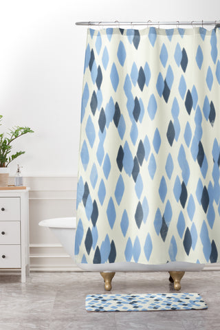 Allyson Johnson Denim Blues Shower Curtain And Mat