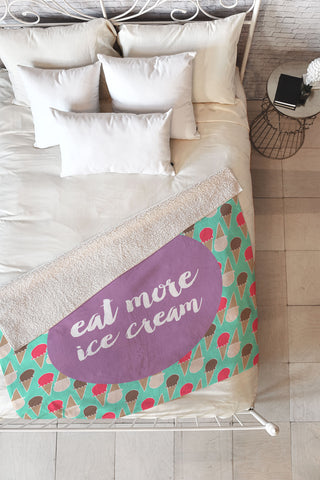 Allyson Johnson Eat more ice cream Fleece Throw Blanket