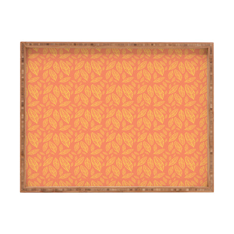 Allyson Johnson Fall Leaves Pattern Rectangular Tray