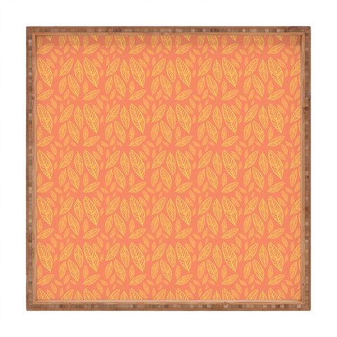 Allyson Johnson Fall Leaves Pattern Square Tray