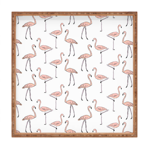Allyson Johnson Fancy Flamingos Square Tray
