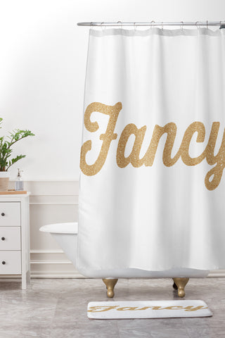 Allyson Johnson Fancy White Shower Curtain And Mat