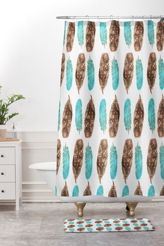 Allyson Johnson Feathered Up Shower Curtain And Mat
