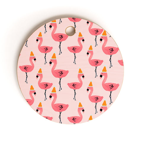 Allyson Johnson Flamingo dance party Cutting Board Round
