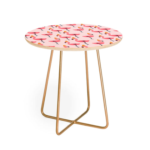 Allyson Johnson Flamingo dance party Round Side Table