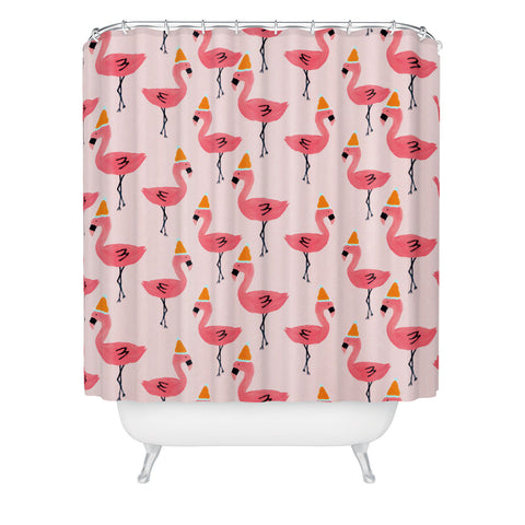 Allyson Johnson Flamingo dance party Shower Curtain