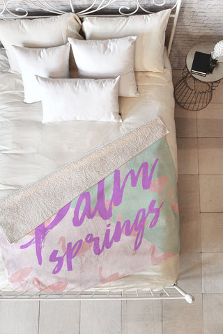 Allyson Johnson Flamingo Palm Springs Fleece Throw Blanket
