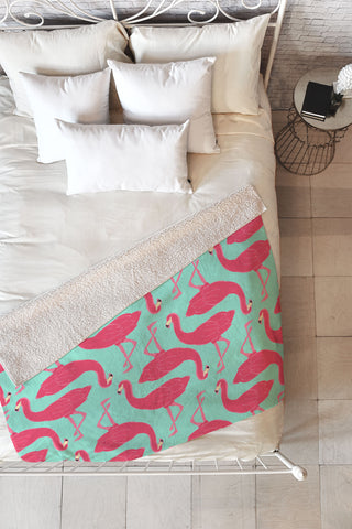 Allyson Johnson Flamingo Party Fleece Throw Blanket